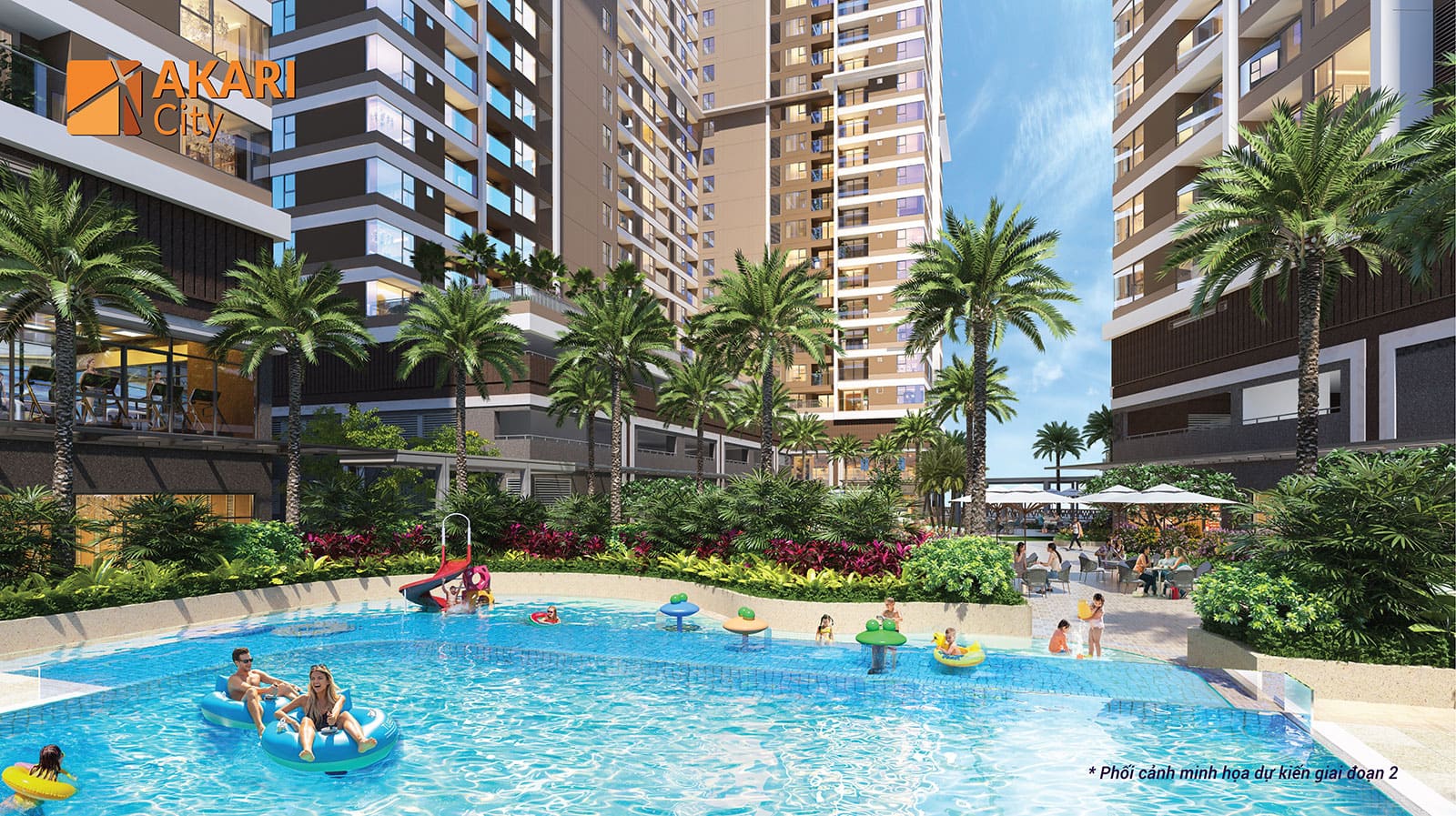 Phối cảnh hồ bơi tại Akari City giai đoạn hai.