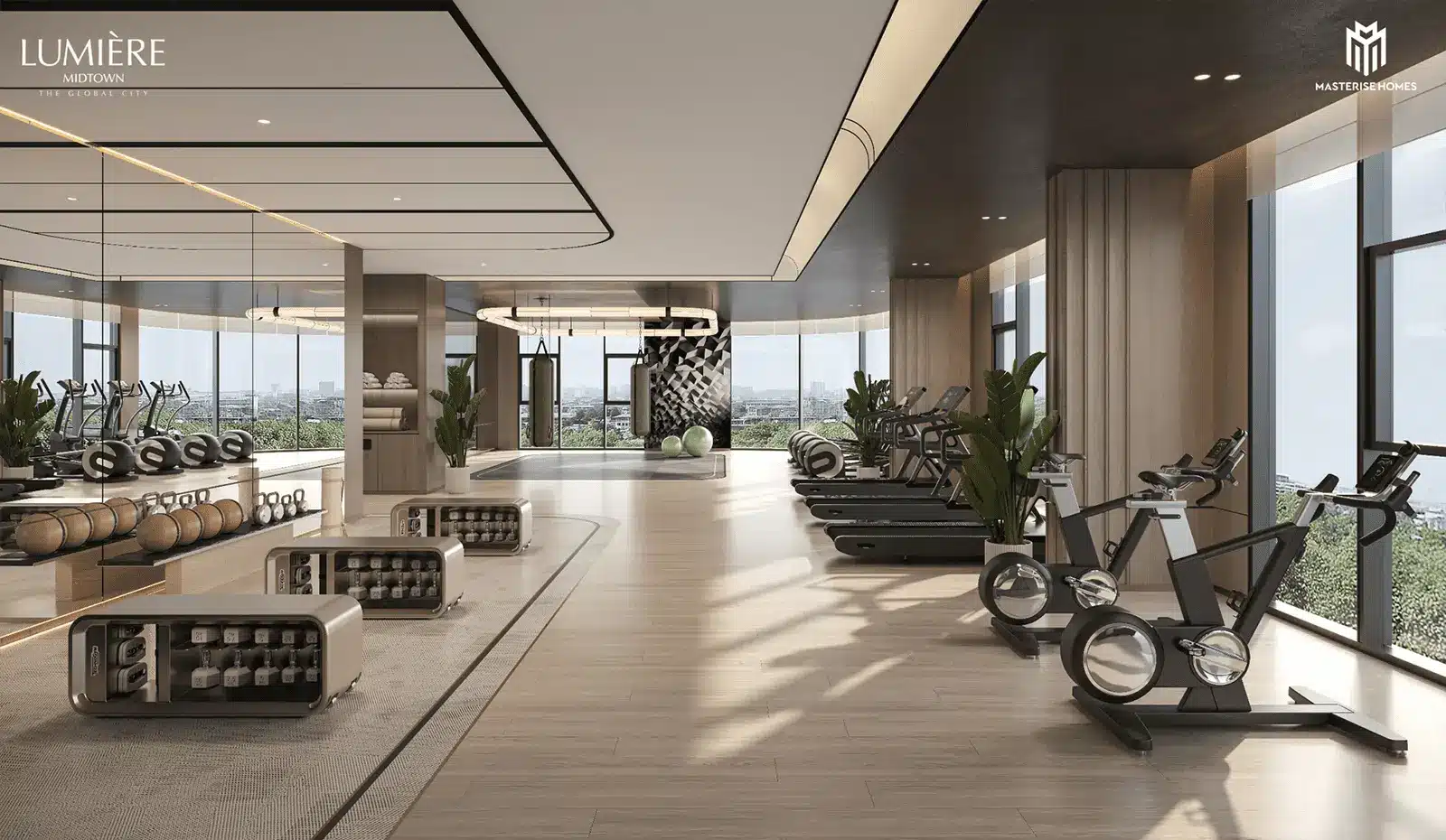 Phòng Gym hiện đại tại LUMIÈRE Midtown – nơi hoàn hảo để rèn luyện thân – tâm – trí.